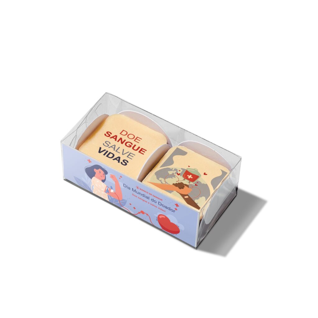 Brinde de chocolate personalizado para o Dia Mundial do Doador de Sangue (ESG)