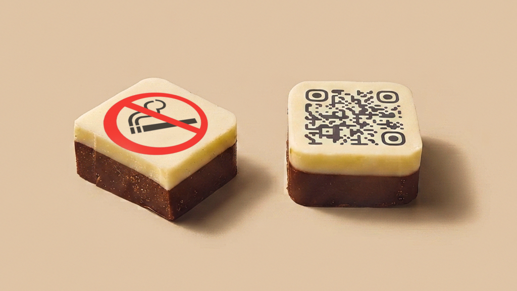 Chocolate personalizado como brinde corporativo para o Dia Nacional de Combate ao Fumo.